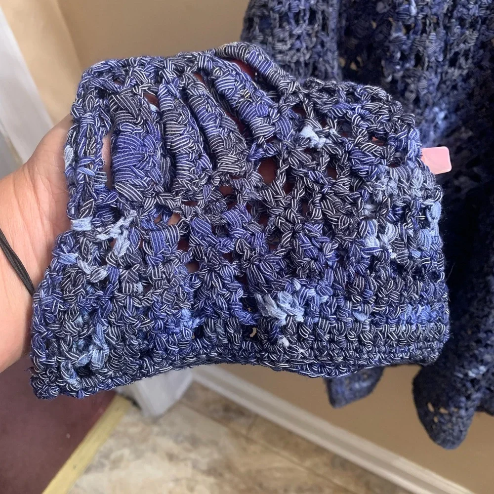 Cold Shoulder Crocheted Sweater by INC International Concepts Deep Twilight